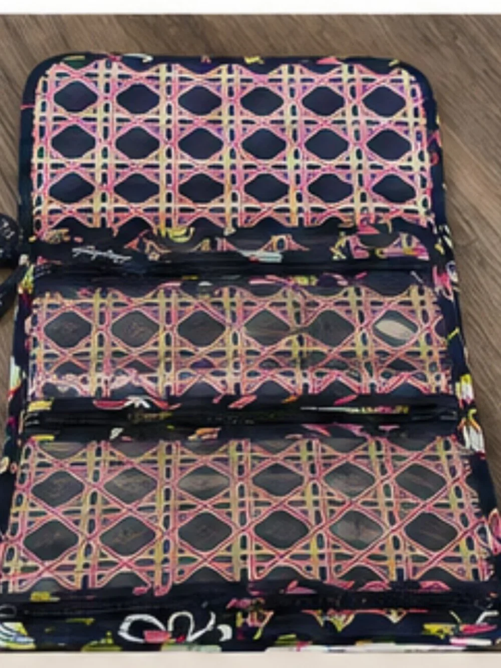 Vera Bradley Travel Cosmetic Organizer Navy Floral Quilted Makeup Case